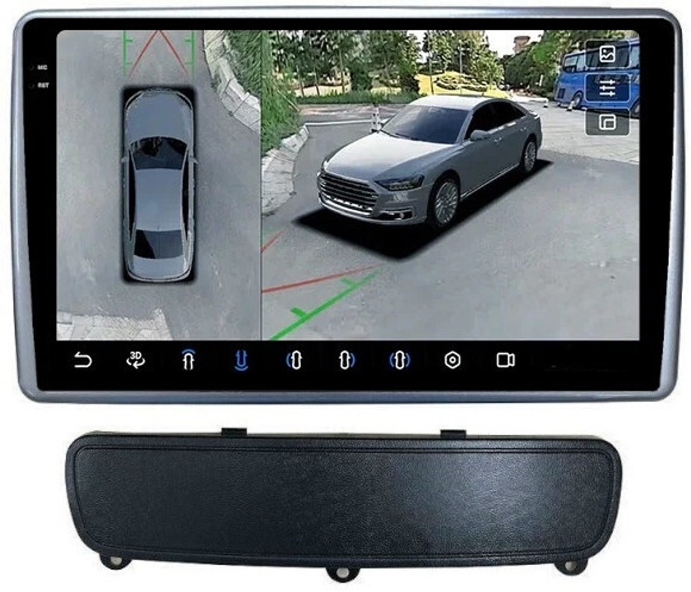 Магнитола для KIA Sorento 2 XM 2012-2016 (климат на ШГУ, рамка-накладка) - FarCar BX1218/224M-360 монитор 9.5" 2K QLED на Android 13, 6Гб+128Гб, CarPlay, 4G SIM-слот, 4 камеры в комплекте