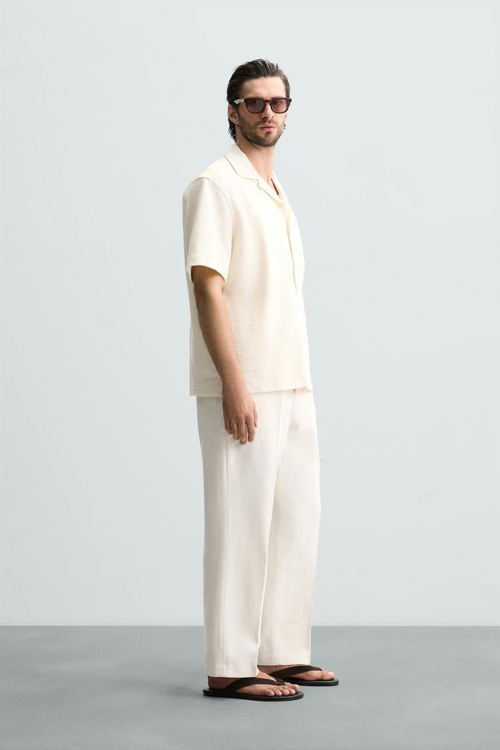 ZARА РУБАШКА ИЗ РЕЛЬЕФНОЙ ТКАНИ, ЭКРЮ