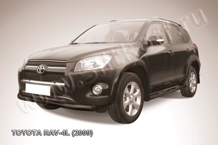 Защита переднего бампера (нержавейка) Toyota Rav-4 L (2005-2010) d57+d57 (черный)