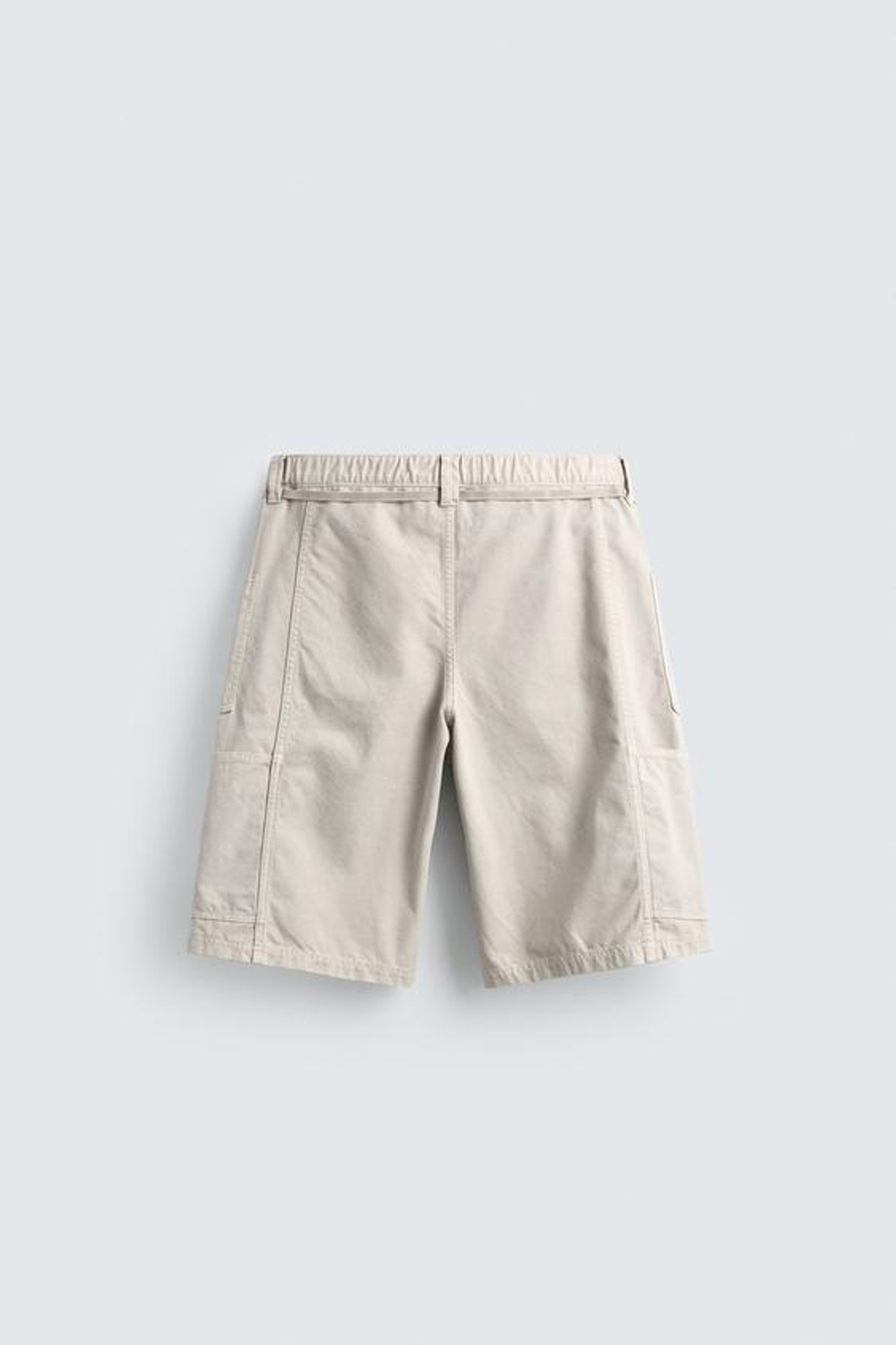 ZARA ШОРТЫ-БАГГИ С РЕМНЕМ, КАМЕННО-СЕРЫЙ