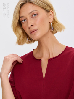 Плотная футболка из футера 2-нитки с V-вырезом HIGH TEMP