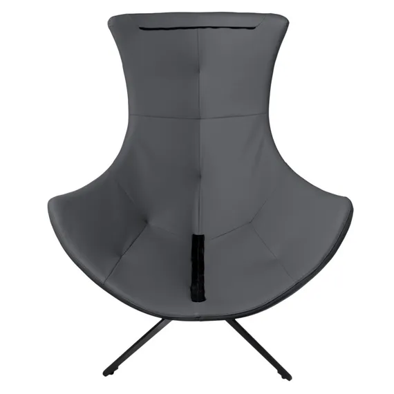 Кресло Hugo тёмно-серая экокожа, шенилл