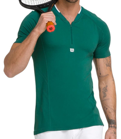 Мужское теннисное поло Wilson Players Seamless Zip Henley 2.0 - field green
