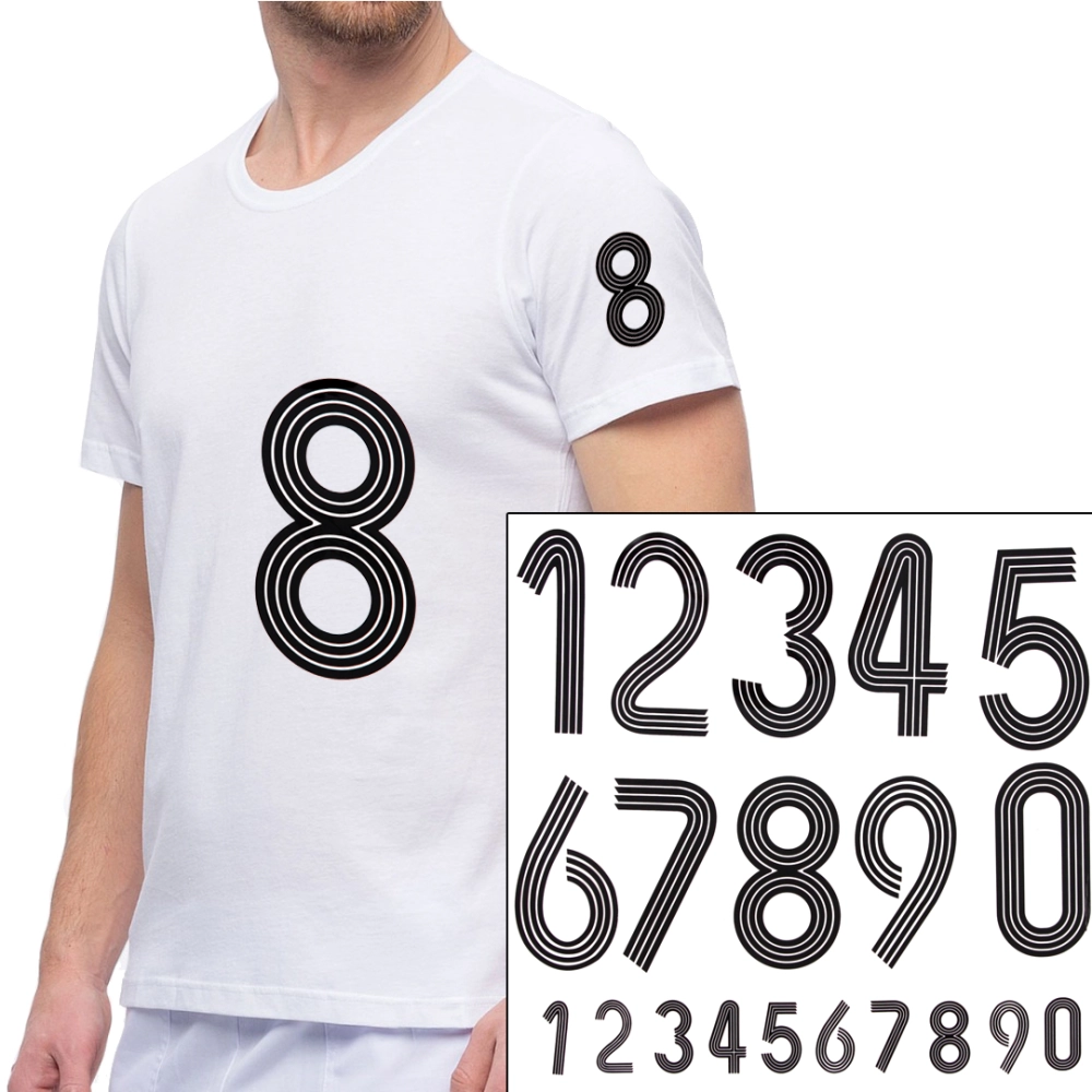 Термоаппликация Номер на футболку 003 (чёрный, большие цифры: 0-9, маленькие: 0-9)