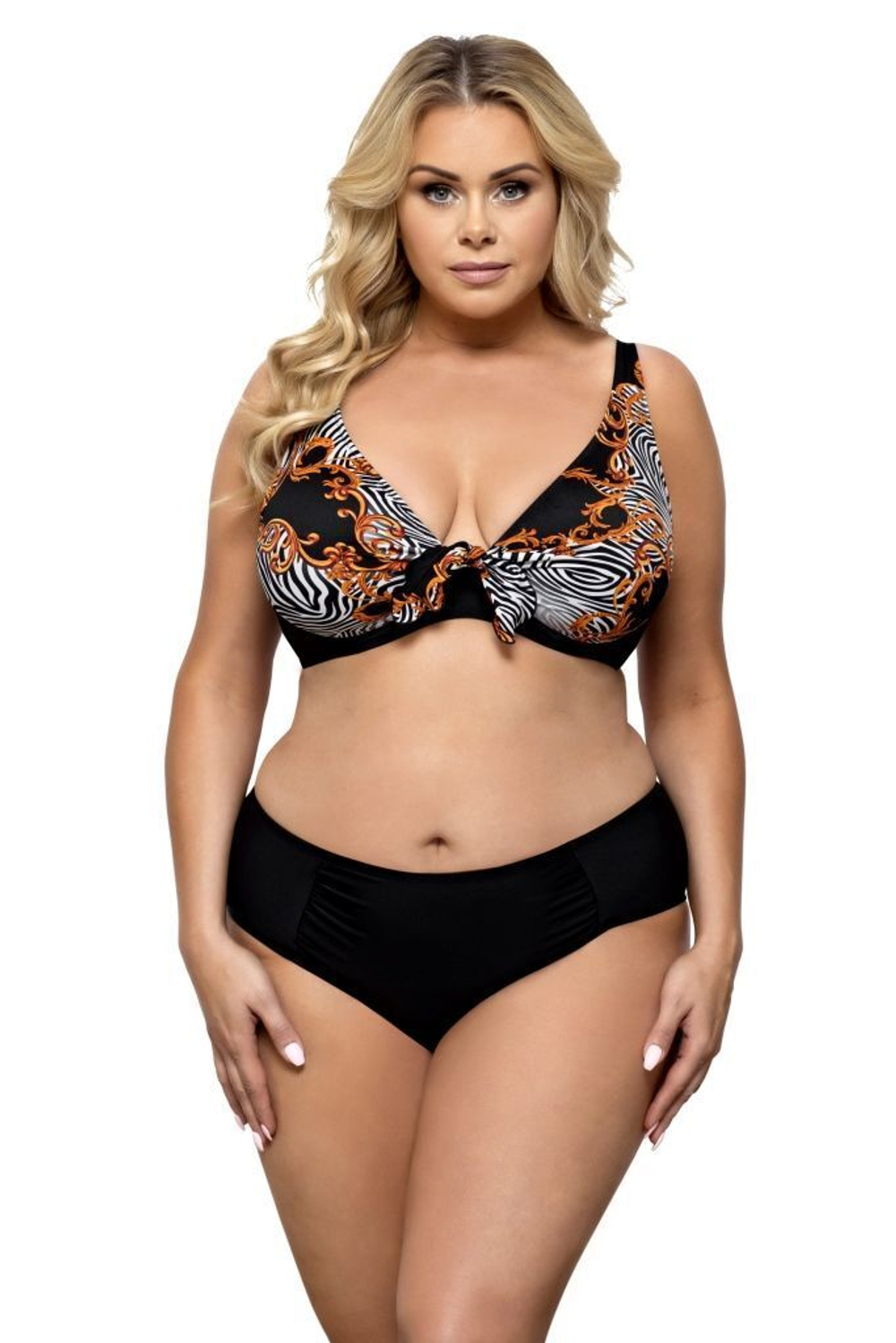 Женский купальник plus size в модной расцветке (Размер: 85D/42) (Цвет: черный)