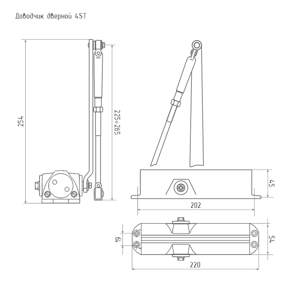 ДОВОДЧИК ДВЕРНОЙ НОРА-М 4ST (25-120 КГ) (БЕЛЫЙ) МОРОЗОСТОЙКИЙ