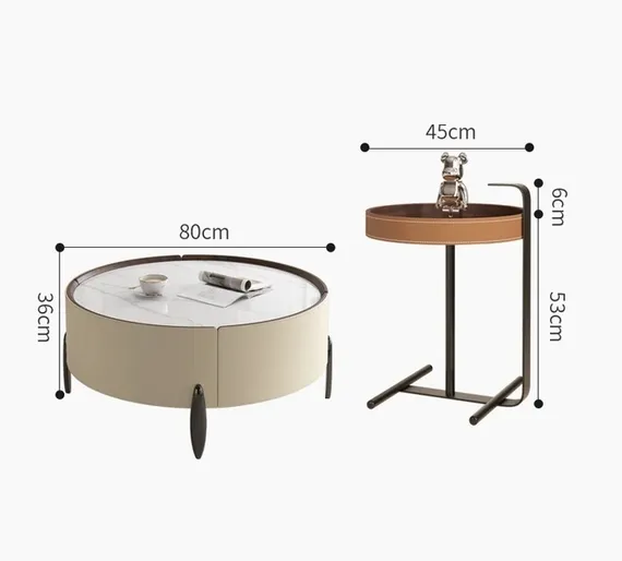 Комплект из 2 журнальных столиков JY-481, Ø80 и Ø45 см