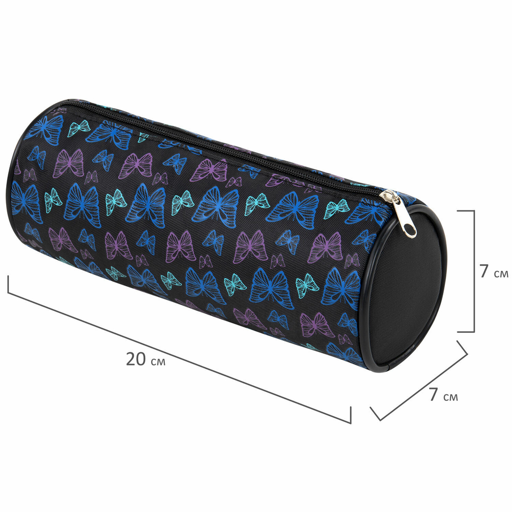 Пенал-косметичка BRAUBERG Butterflies черный 20х7х7см (4 штуки в упаковке)