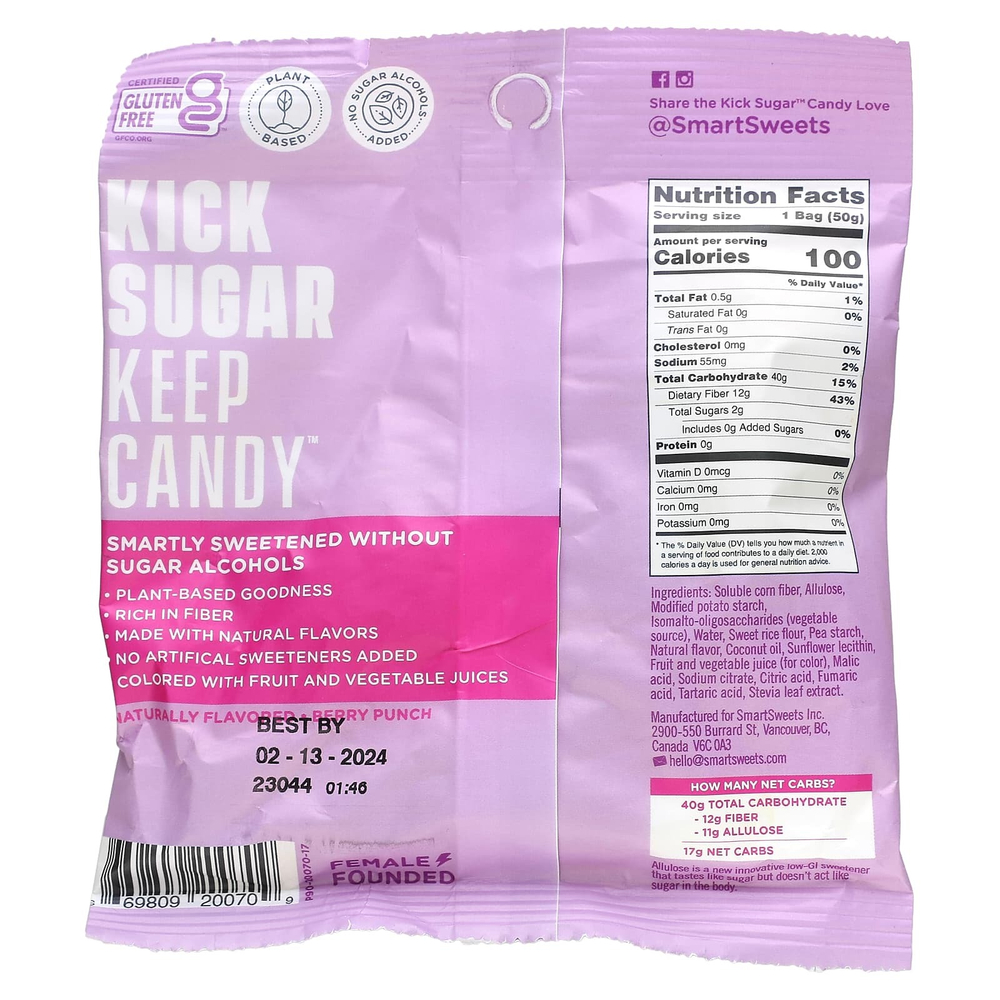 SmartSweets, Red Twists, ягодный пунш, 50 г (1,8 унции)