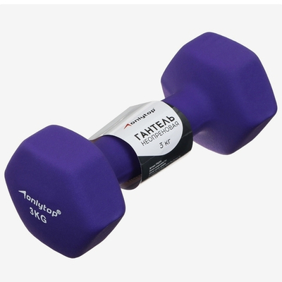 Гантель неопреновая ONLYTOP, 3 кг, цвет фиолетовый