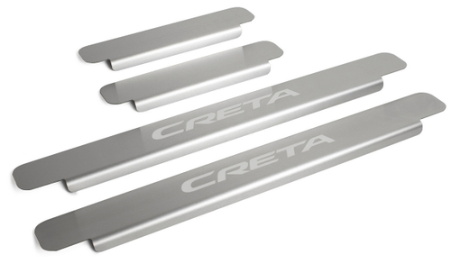 Накладки на пороги Rival для Hyundai Creta I 2016-2021, нерж. сталь, с надписью, 4 шт., NP.2310.1