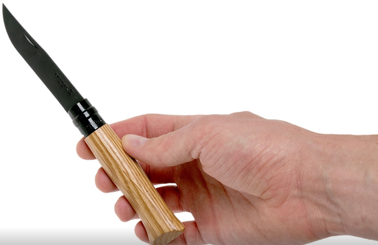 Складной нож Opinel N°08 Black Oak 002172 c клинком из стали Sandvik™ 12С27, рукоять дерево (Дуб)