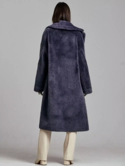 Шуба из овечьей шерсти чебурашка пальто тедди, графитовая, SilverFox