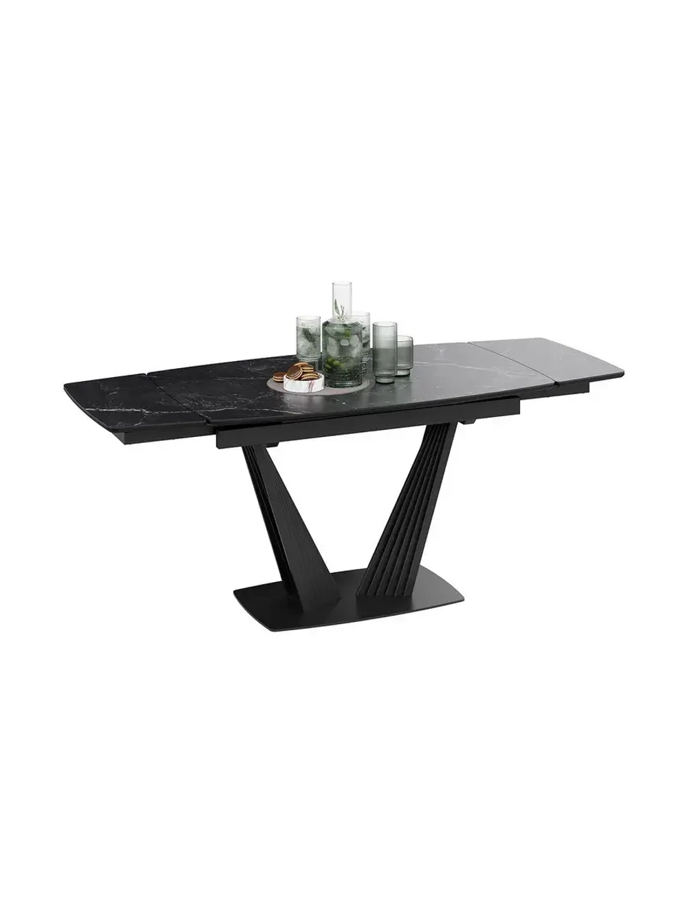 Стол кухонный Черный муар мрамор 130(190)х80х76 см