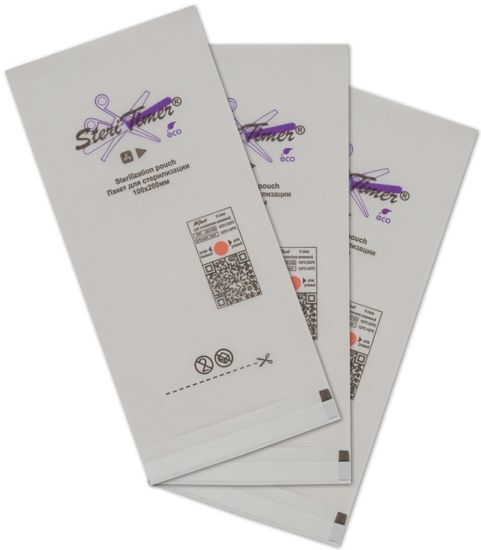 Крафт пакет STERITIMER для стерилизации размер: 100*200 мм ,белые, упаковка 100 шт