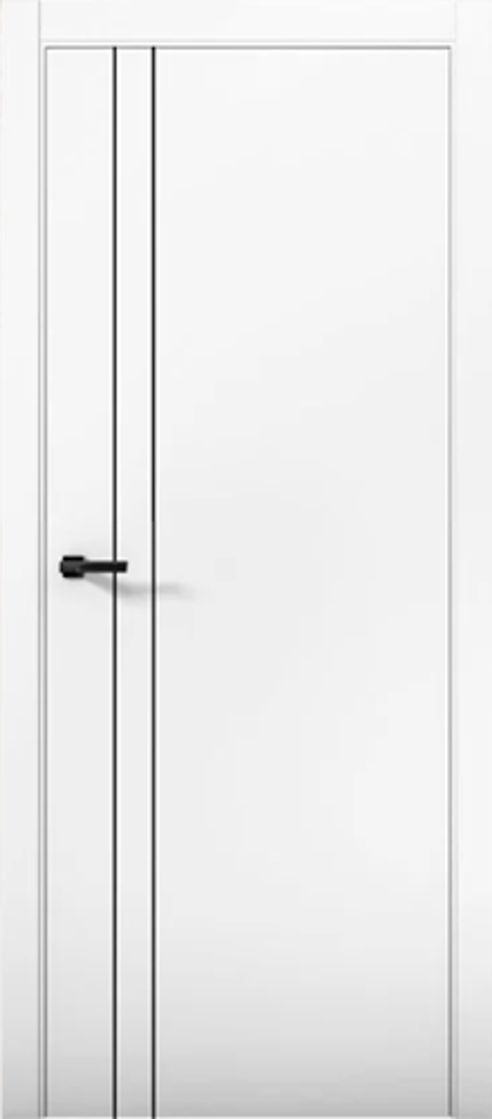 Межкомнатная дверь Turen Becker Fox 4 (черный молдинг, черная алюминиевая кромка, черный замок Apecs) Белый матовый