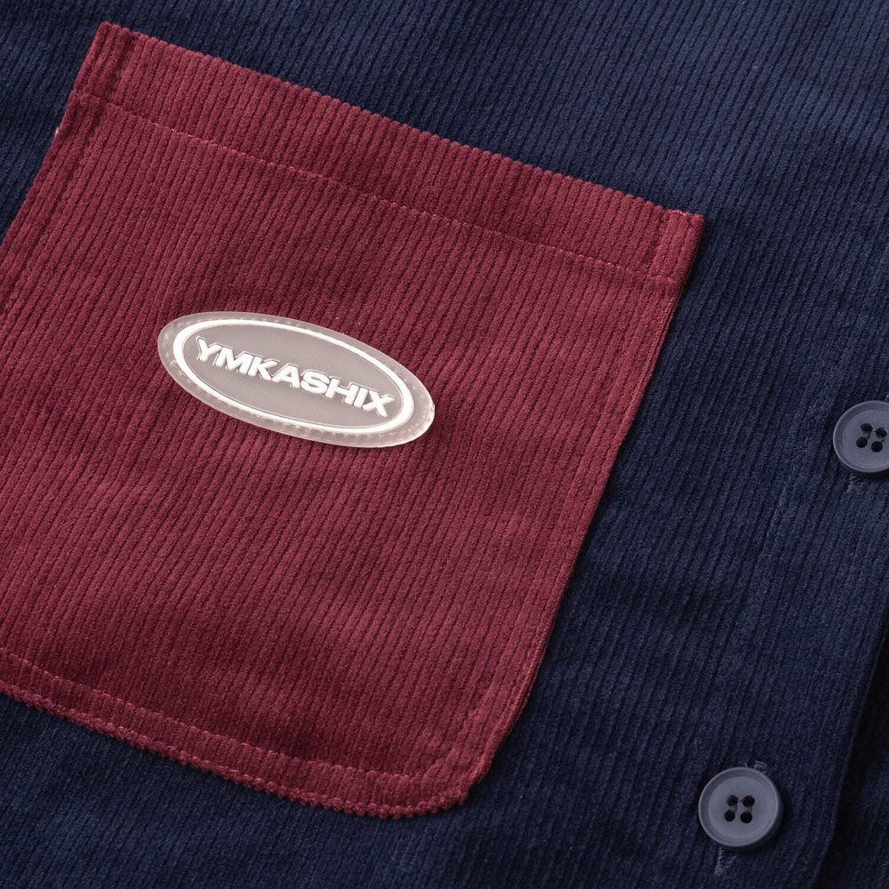 Рубашка YMKASHIX Velvet Button Det бордовая / синяя