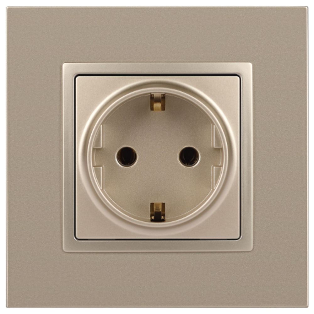 14-2102-04 ЭРА Розетка 2P+E Schuko со шторками, 16A-250В, IP20, Эра Elegance, шампань