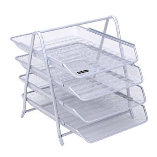 Лоток для бумаг горизонтальный Berlingo "Steel&Style", 4 секции, металл, серебристый