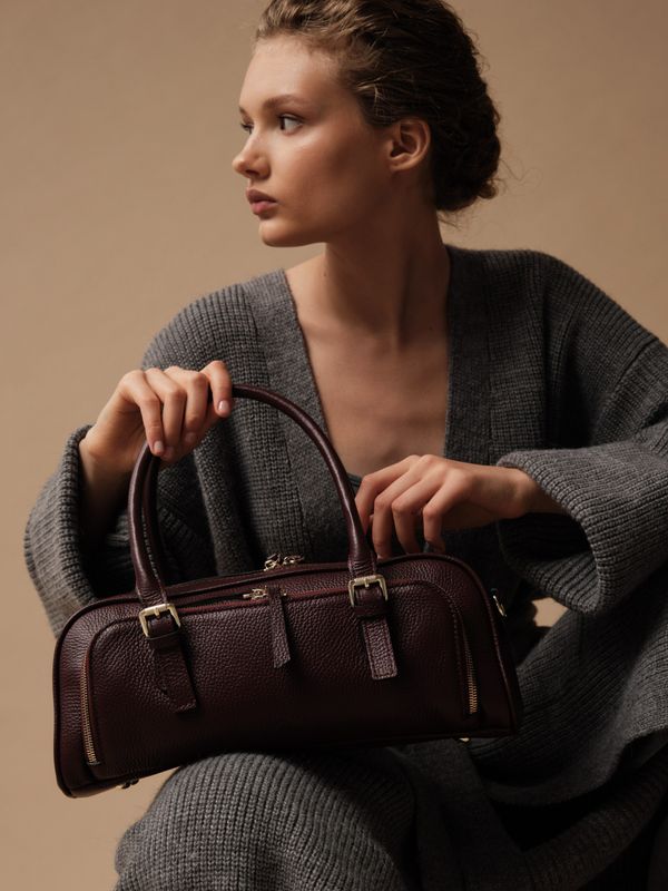 Кожаная сумка Nora DBR 31148 зимняя вишня