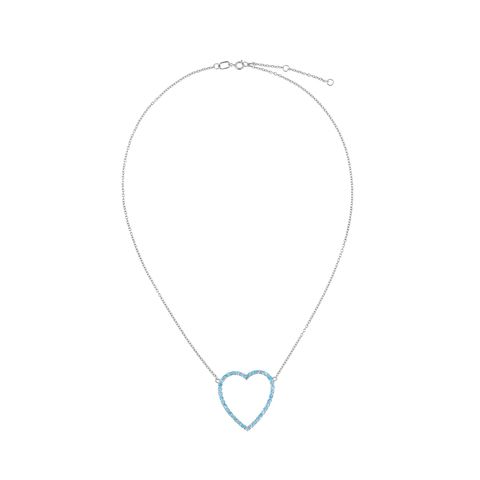 Silver Heart Necklaces - Blue