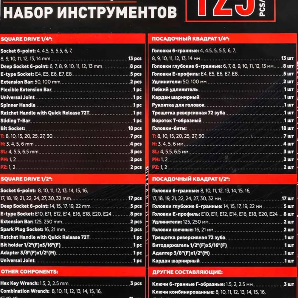 Набор инструментов в пластиковом кейсе (125 предметов) Baum Auto BM-41252-5