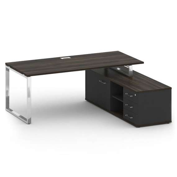 Shift Стол руководителя с опорной греденцией, правый SK.SRG-200 (R) Дуб Мали/Антрацит 2000*1800*753