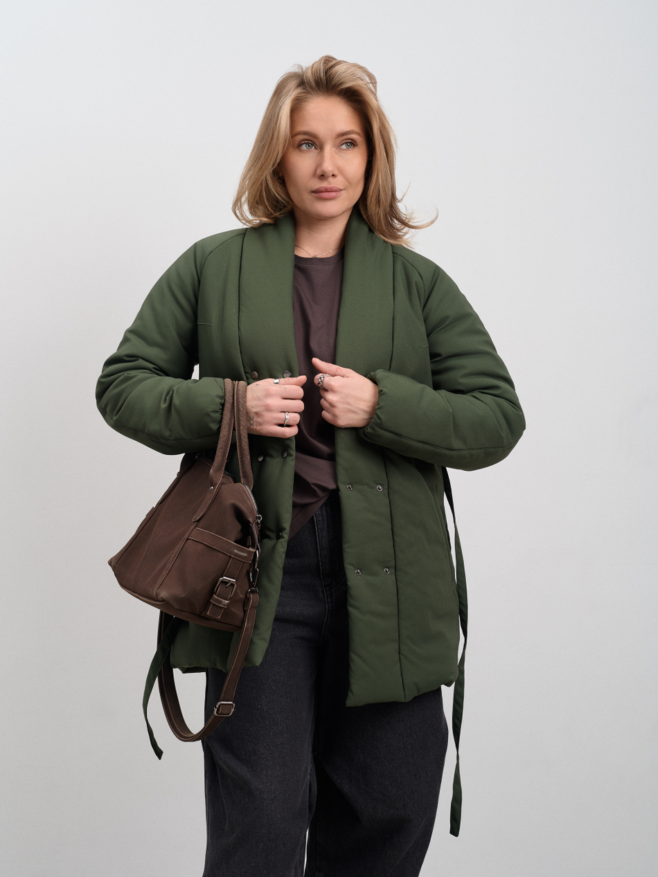 Куртка женская демисезонная " Кимоно Офис" хаки