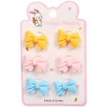 Резинки для волос детские 6шт «БАМБИ БУМ Маттэ», Бантики, микс 6 цветов, d-2.см/12*7.5см