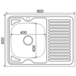 Мойка 80х60 (0,6) лев вып 3 1/2 MIXLINE 16см  с сифоном ДЕКОР