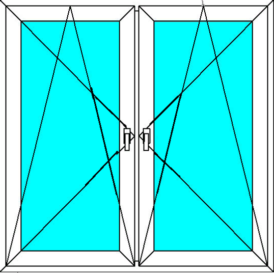 Окно пластиковое ПВХ 1200+1200п.п. правое/левое поворотно-откидное Ивапер 82 с микропроветриванием