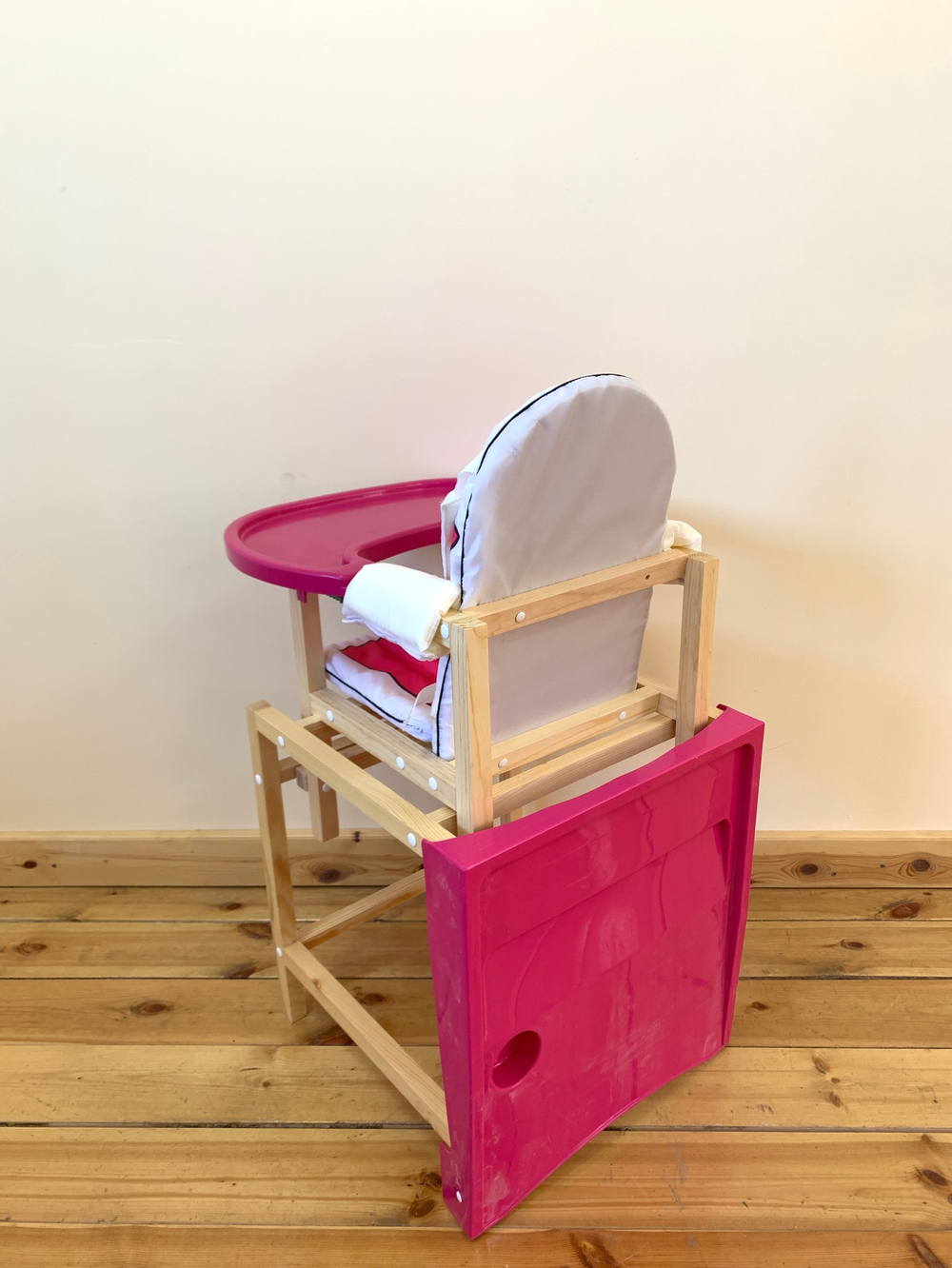 Стол-стул для кормления "PIGGY" (розовый) лакированный