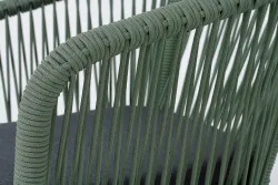 "Марсель" стул плетеный из роупа, каркас алюминий RAL6036 муар, роуп зеленый (4204) круглый tex, ткань темно-серая 027