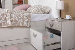 Тумба прикроватная Амели 13.78, Шелковый камень; Бетон Чикаго