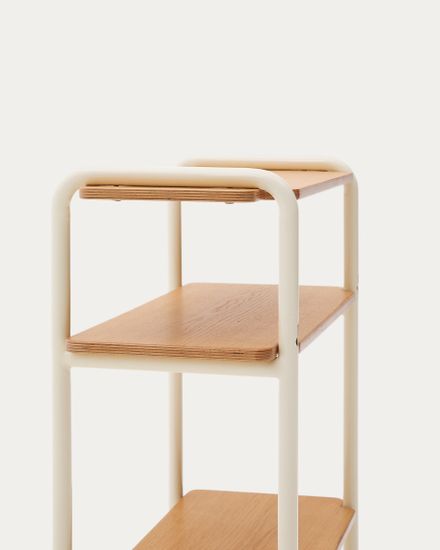 Стеллаж из ясеневого шпона цвета Tinn с бежевой металлической конструкцией, 70 x 60