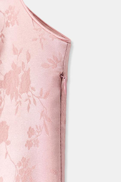 ZARA ЖАККАРДОВОЕ ПЛАТЬЕ МИДИ, РОЗОВЫЙ