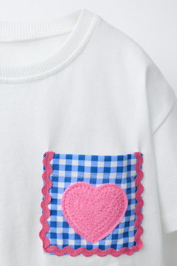 ZARA ФУТБОЛКА С ВОЛНИСТЫМ КАРМАНОМ, БЕЛЫЙ