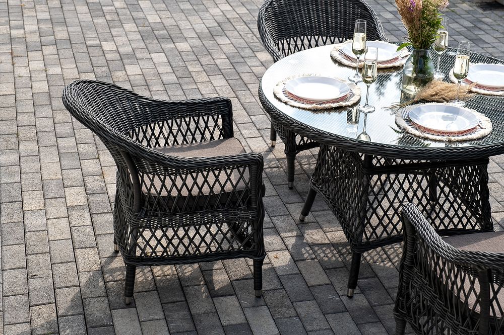 "Дольче" обеденная группа из искусственного ротанга, цвет графит