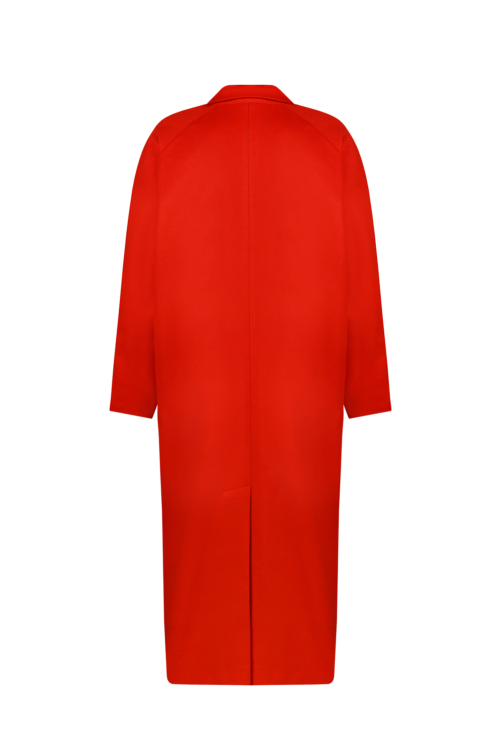 Красное двубортное пальто