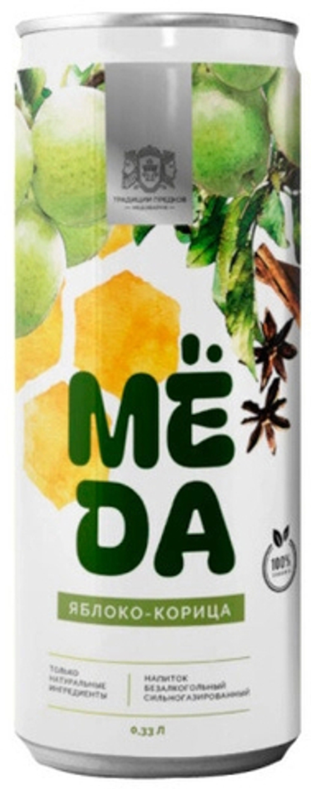 Газированный Напиток Мёда Яблоко-Корица без Сахара / Meda Apple-Cinnamon Sugar Free 0.33 - банка