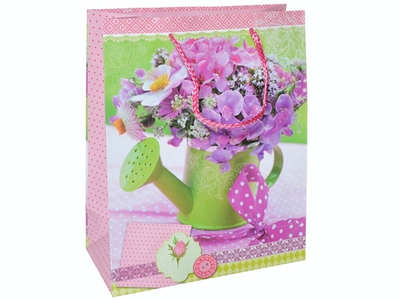 Пакет бумажный 20*30*10см с ручками матовый "Цветы" микс