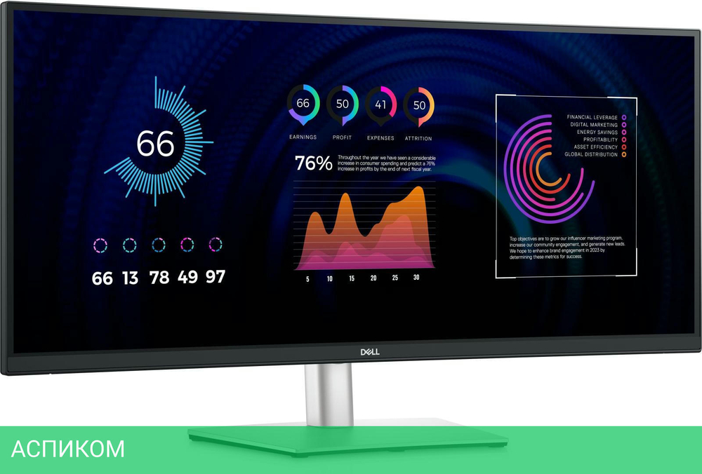 Монитор Dell P3424WE серебристый/черный