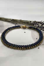 Колье из бисера "Змейка" ручной работы, цвет - Бронза светлая