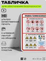 Табличка для обеспечения безопасности "Правила техники безопасности труда в кабинете химии", для производства, предприятия, организаций, 40х30 см, Silver Plane x Айдентика Технолоджи