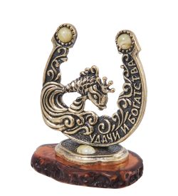 Народные промыслы AM-4050 Фигурка «Подкова Рыбка Царевна» (латунь, янтарь)