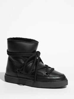 Высокие кожаные кеды INUIKII 75202-087 Sneaker Full Leather Black на меху