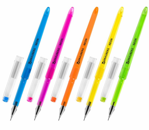 Ручка гелевая БРАУБЕРГ узел 0,5/лин. письма 0,25 мм черная Даймонд Неон (144132)