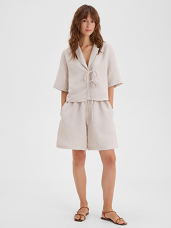 Укороченная рубашка на завязках изо льна