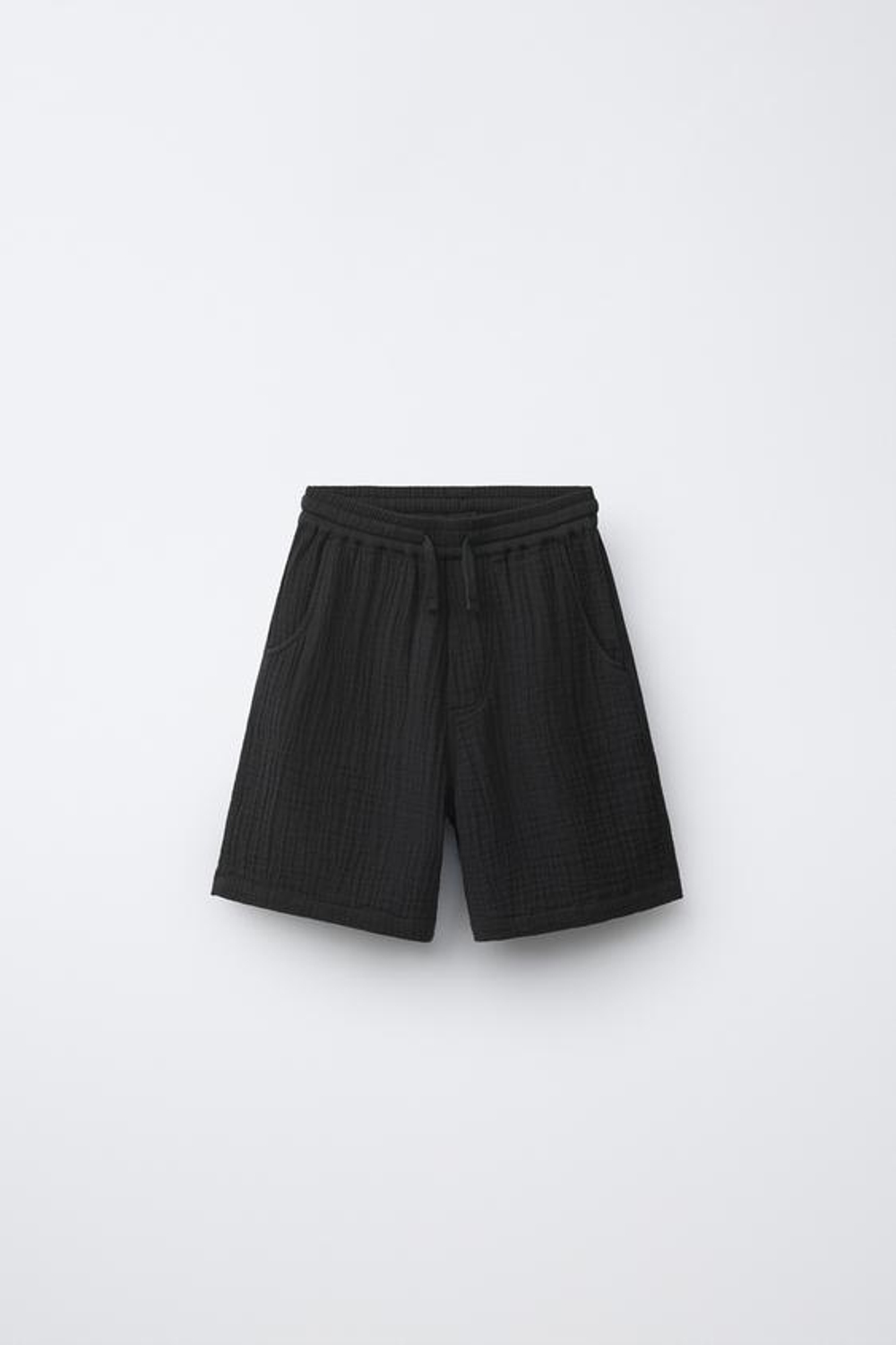 ZARA ШОРТЫ ИЗ РЕЛЬЕФНОЙ ТКАНИ, ЧЕРНЫЙ