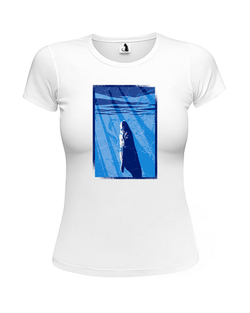 Футболка Синий кит женская приталенная белая